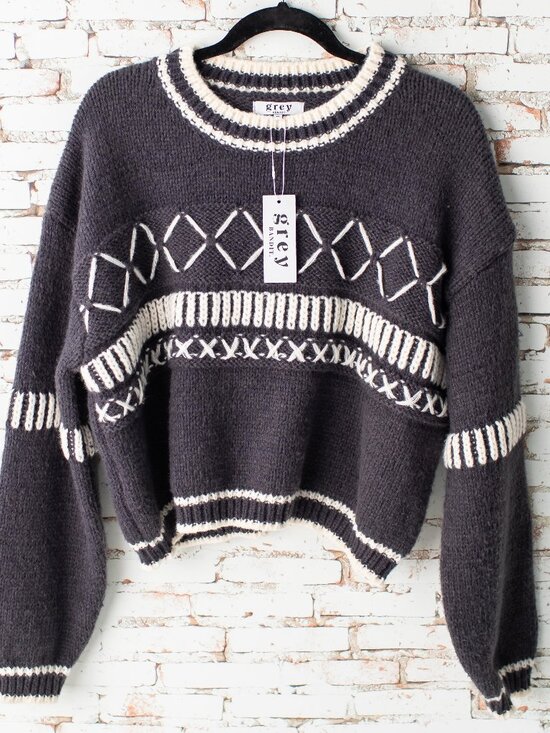 Grey Bandit Sweaters - NEW Grey Bandit Anthropologie Women's M Chunky Knit Sweater Gray Cream Oversized